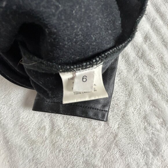 Derek Lam 10 Crosby Gray & Black Wool Blend Mini Dress Leather Sleeves Size 6 - Picture 4 of 10